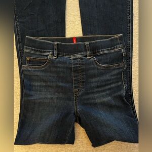 SPANX flare dark wash denim stretch pants, size small